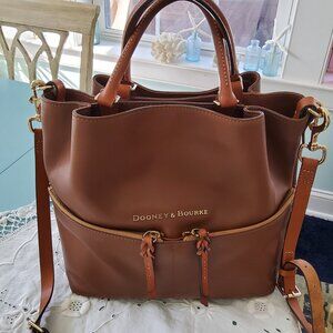 Dooney & Bourke Dawson Satchel/ Crossbody in Brown Smooth Leather